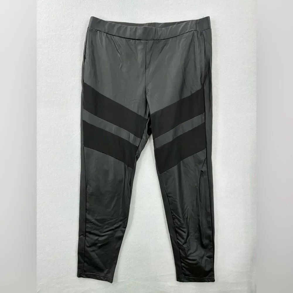 3For$20SHEIN Curve Black and Gray Faux Leather Pants size:2X